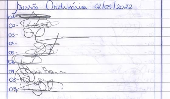 Lista de Presença dos vereadores 02 de maio 